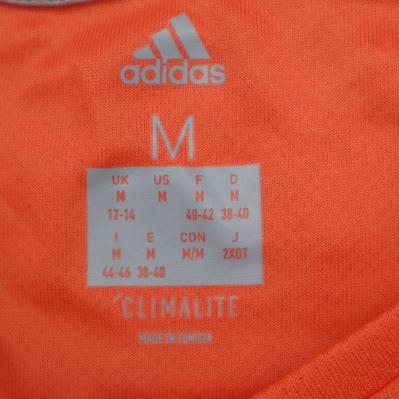 Adidas Shirt Womens M Orange Short Sleeve Crew Neck Logo Pullover Running Top - Picture 3 of 16